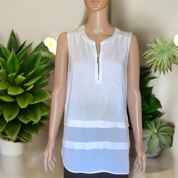 MICHAEL Michael Kors White Sleeveless Top with Zipper - Picture 7 of 16